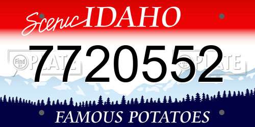7720552 Idaho License Plate
