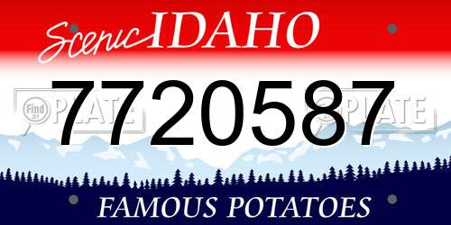 7720587 Idaho License Plate
