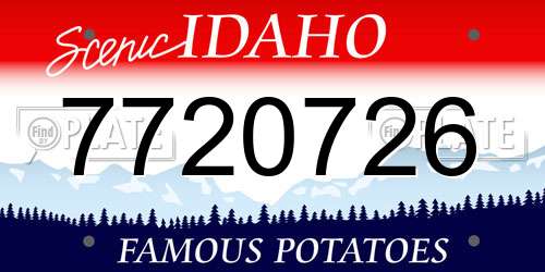 7720726 Idaho License Plate