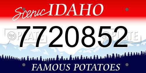 7720852 Idaho License Plate