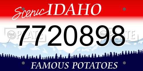 7720898 Idaho License Plate