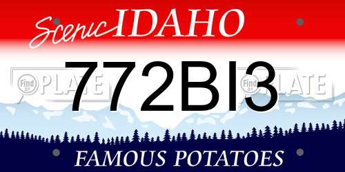 772BI3 Idaho License Plate