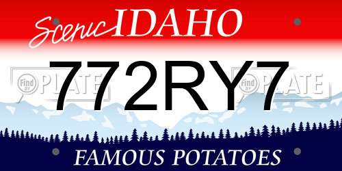 772RY7 Idaho License Plate