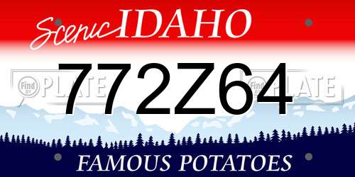 772Z64 Idaho License Plate