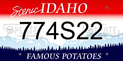 774S22 Idaho License Plate