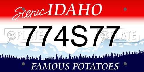 774S77 Idaho License Plate