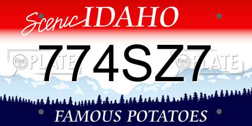 774SZ7 Idaho License Plate