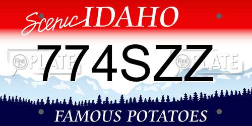 774SZZ Idaho License Plate