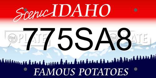 775SA8 Idaho License Plate