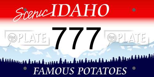 777 Idaho License Plate