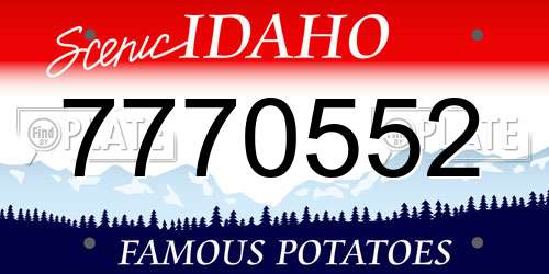 7770552 Idaho License Plate