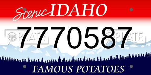 7770587 Idaho License Plate
