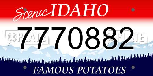 7770882 Idaho License Plate