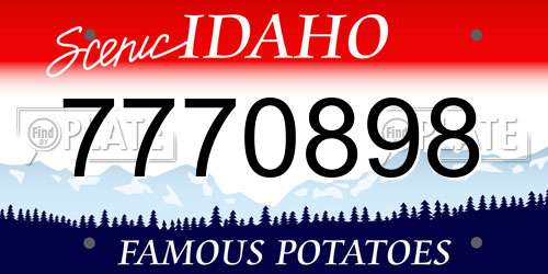 7770898 Idaho License Plate