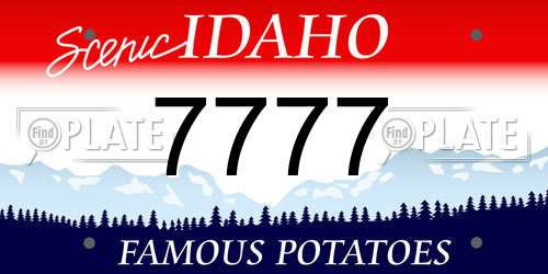 7777 Idaho License Plate