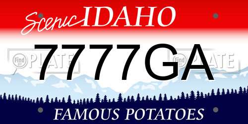 7777GA Idaho License Plate