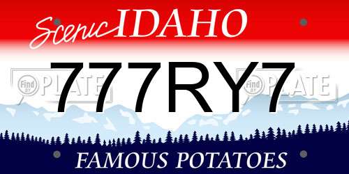 777RY7 Idaho License Plate