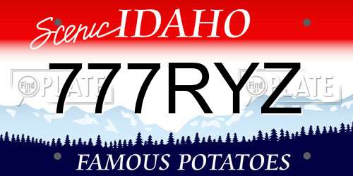 777RYZ Idaho License Plate