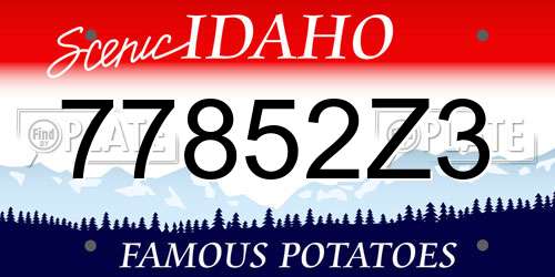 77852Z3 Idaho License Plate