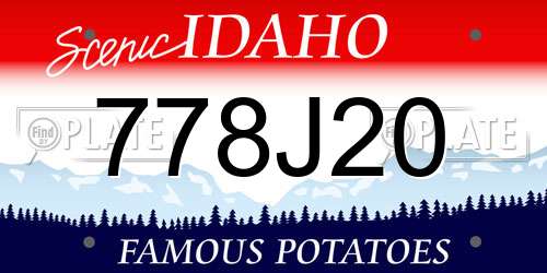778J20 Idaho License Plate
