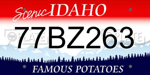 77BZ263 Idaho License Plate
