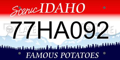 77HA092 Idaho License Plate