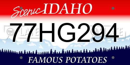 77HG294 Idaho License Plate