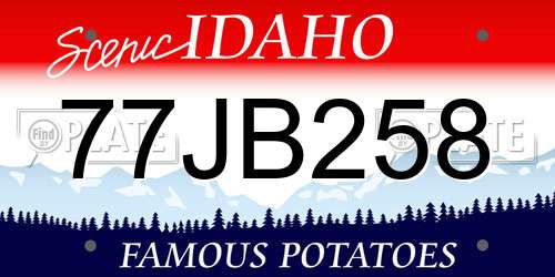 77JB258 Idaho License Plate