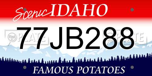77JB288 Idaho License Plate