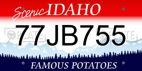 77JB755 Idaho License Plate