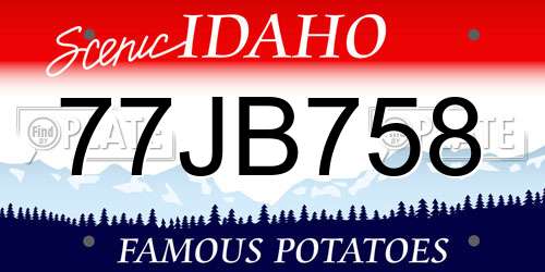 77JB758 Idaho License Plate