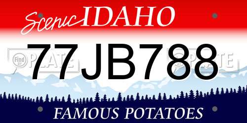 77JB788 Idaho License Plate