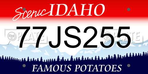 77JS255 Idaho License Plate