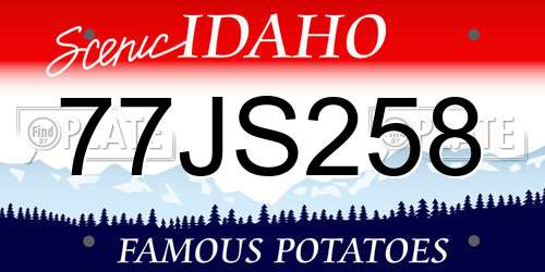 77JS258 Idaho License Plate
