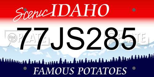 77JS285 Idaho License Plate
