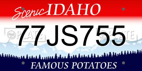 77JS755 Idaho License Plate