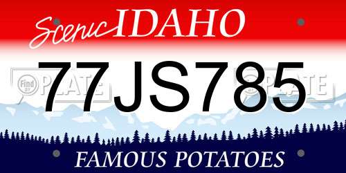 77JS785 Idaho License Plate