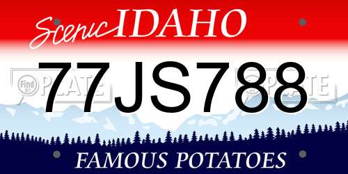 77JS788 Idaho License Plate