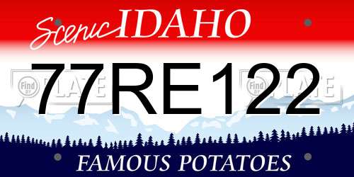 77RE122 Idaho License Plate
