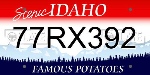 77RX392 Idaho License Plate