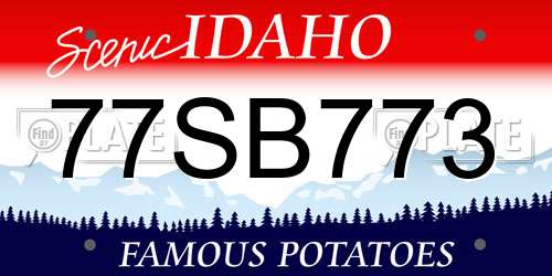 77SB773 Idaho License Plate