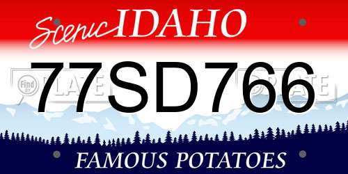 77SD766 Idaho License Plate