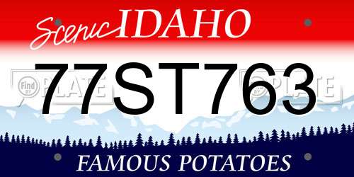 77ST763 Idaho License Plate