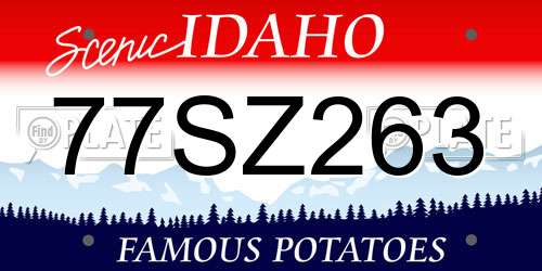 77SZ263 Idaho License Plate