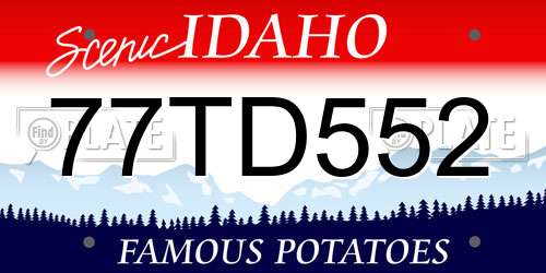 77TD552 Idaho License Plate