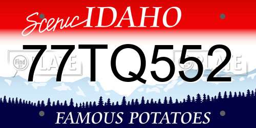 77TQ552 Idaho License Plate