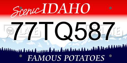 77TQ587 Idaho License Plate