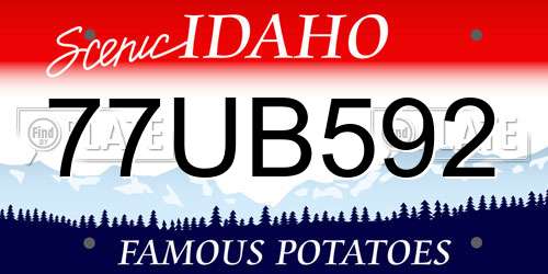 77UB592 Idaho License Plate