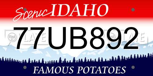 77UB892 Idaho License Plate