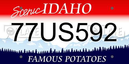 77US592 Idaho License Plate